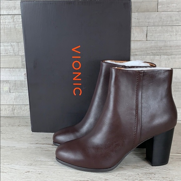 Vionic Shoes - Vionic Kennedy NIB Brown Leather Ankle Bootie 8M